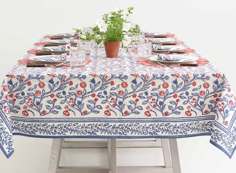 Emma Red &amp;amp;Blue Tablecloth