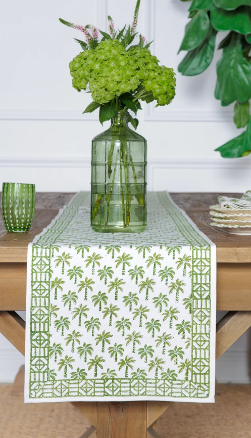 Palm Tree Green Table Runner