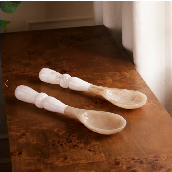 RESIN Alabaster Salad Servers