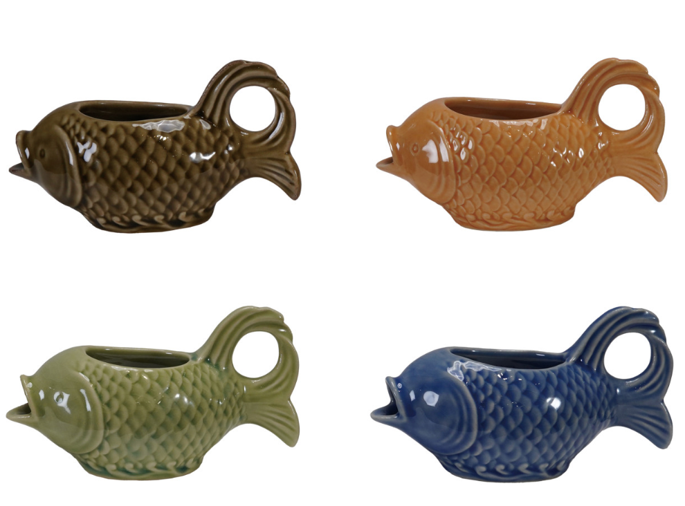 Stoneware fish shaped creamer