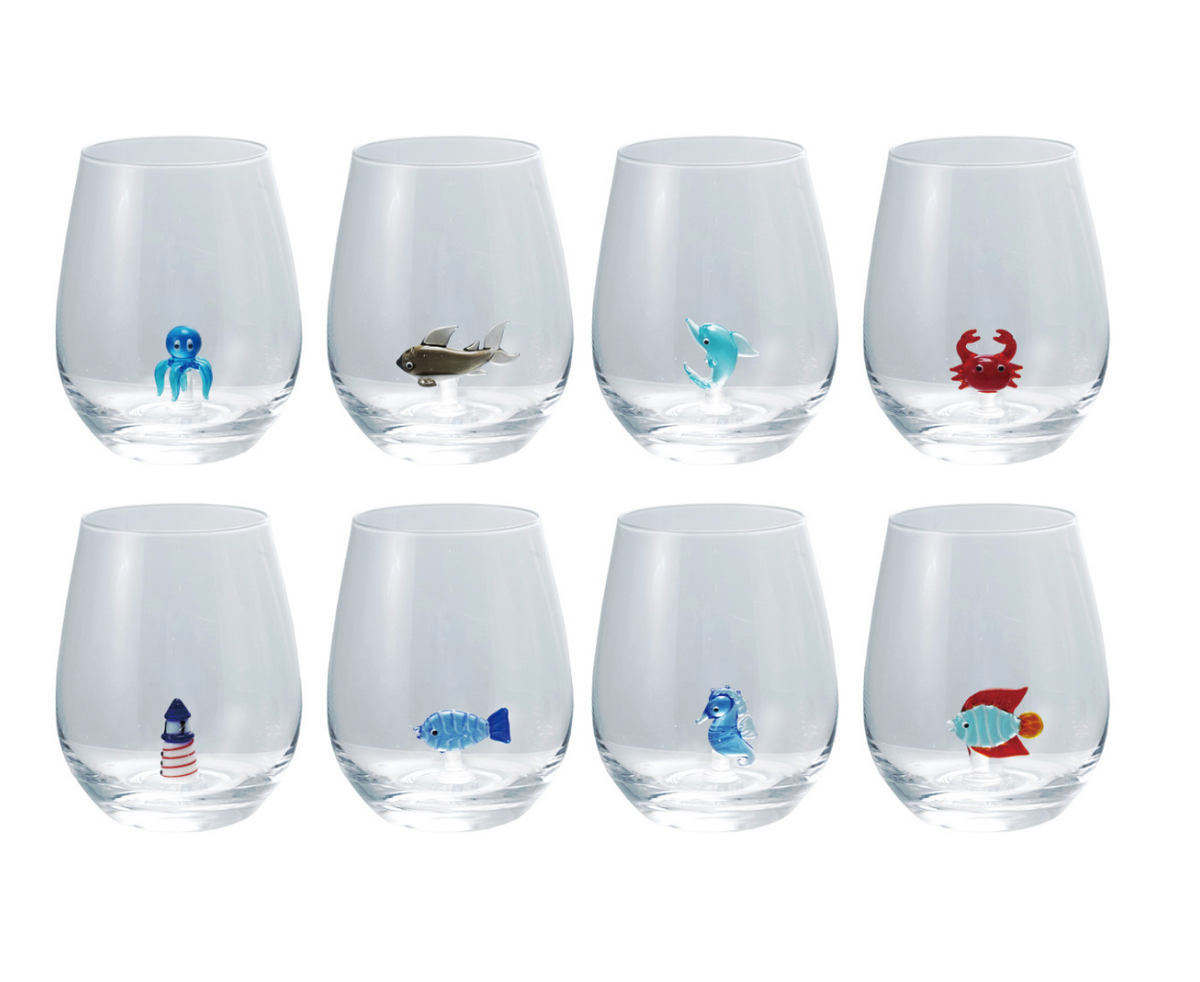 18 oz. Stemless Wine Glass with Hand-Blown Figure Inside