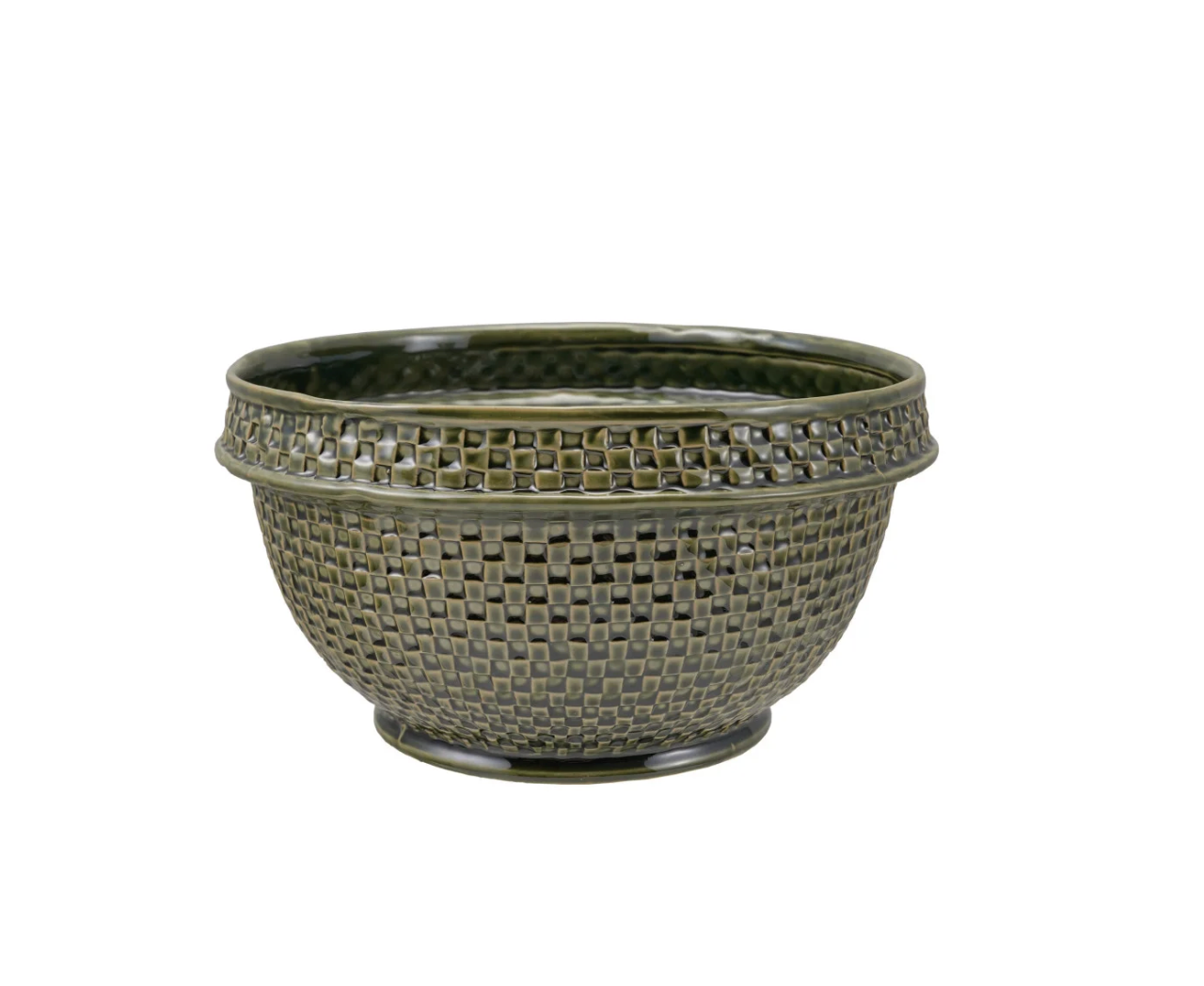 Stoneware Basket Weave Bowl, Green