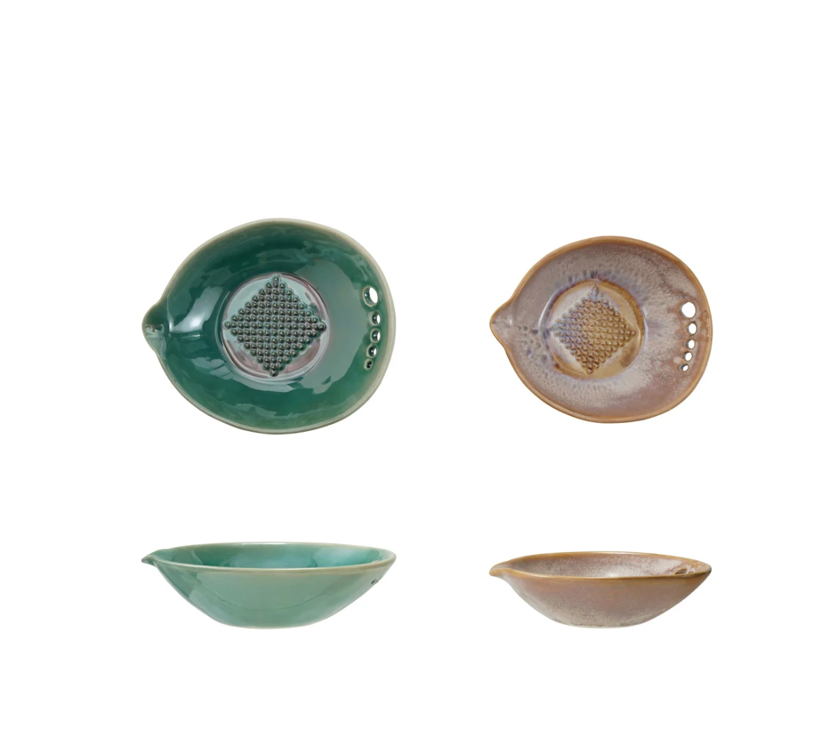 Stoneware Garlic/Ginger Graters with Herb Stripper- Small
