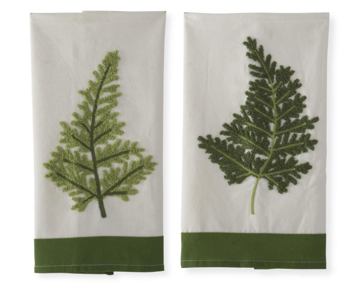 Assorted 28 Inch Embroidered Fern Guest Towel
