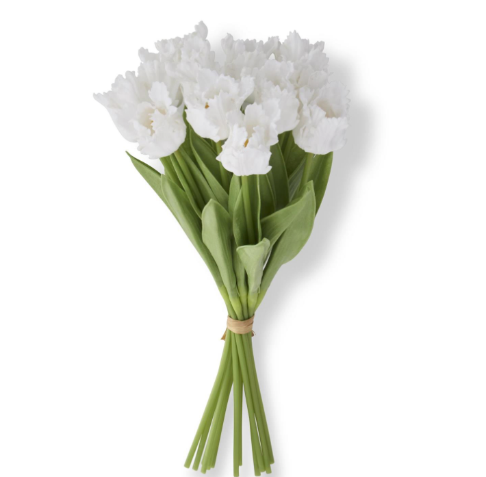 13 Inch White Real Touch Parrot Tulip Bundle