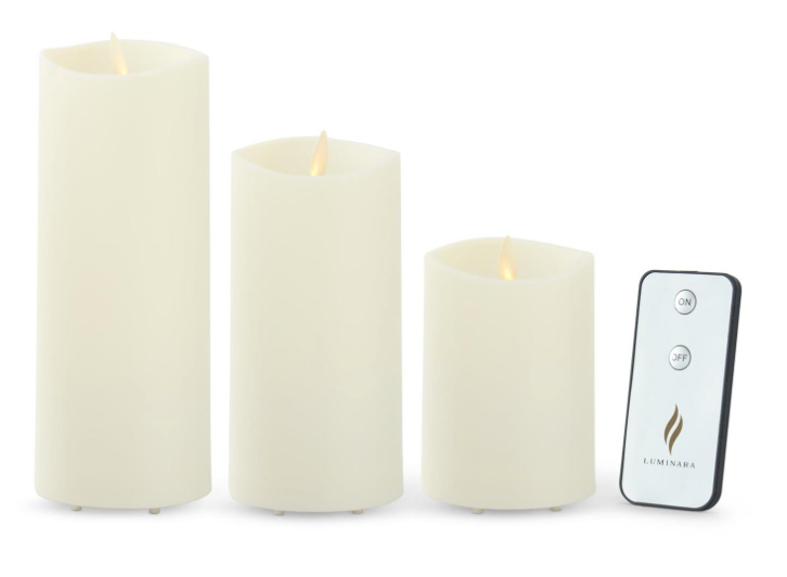Ivory  Luminary Outdoor Pillar Candles w/Remote