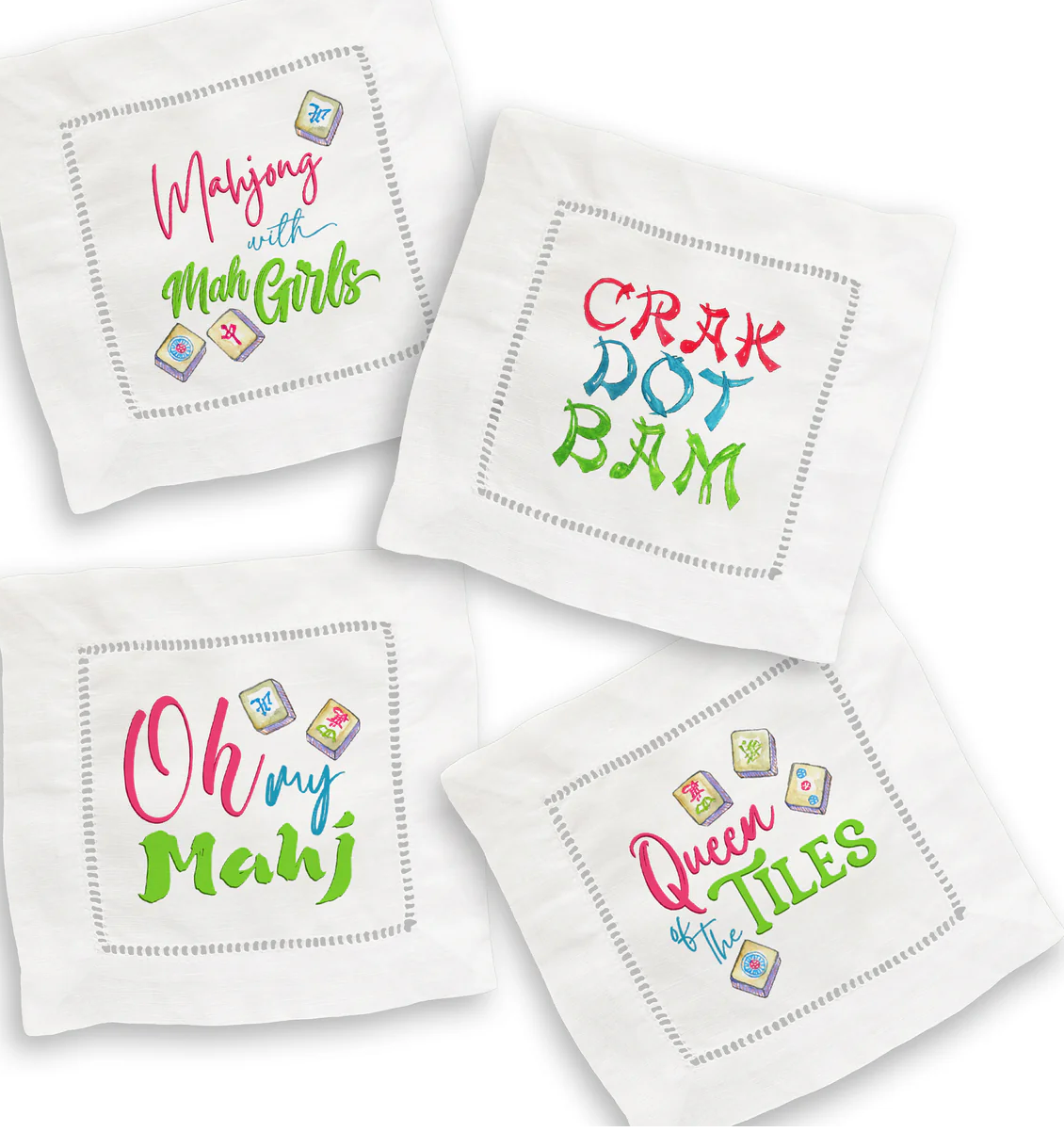 Mahjong Mixed Linen Cocktail Napkin Set