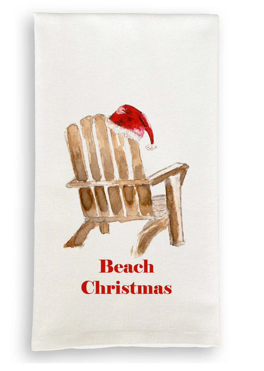 Beach Chair Merry Christmas Dishtowel