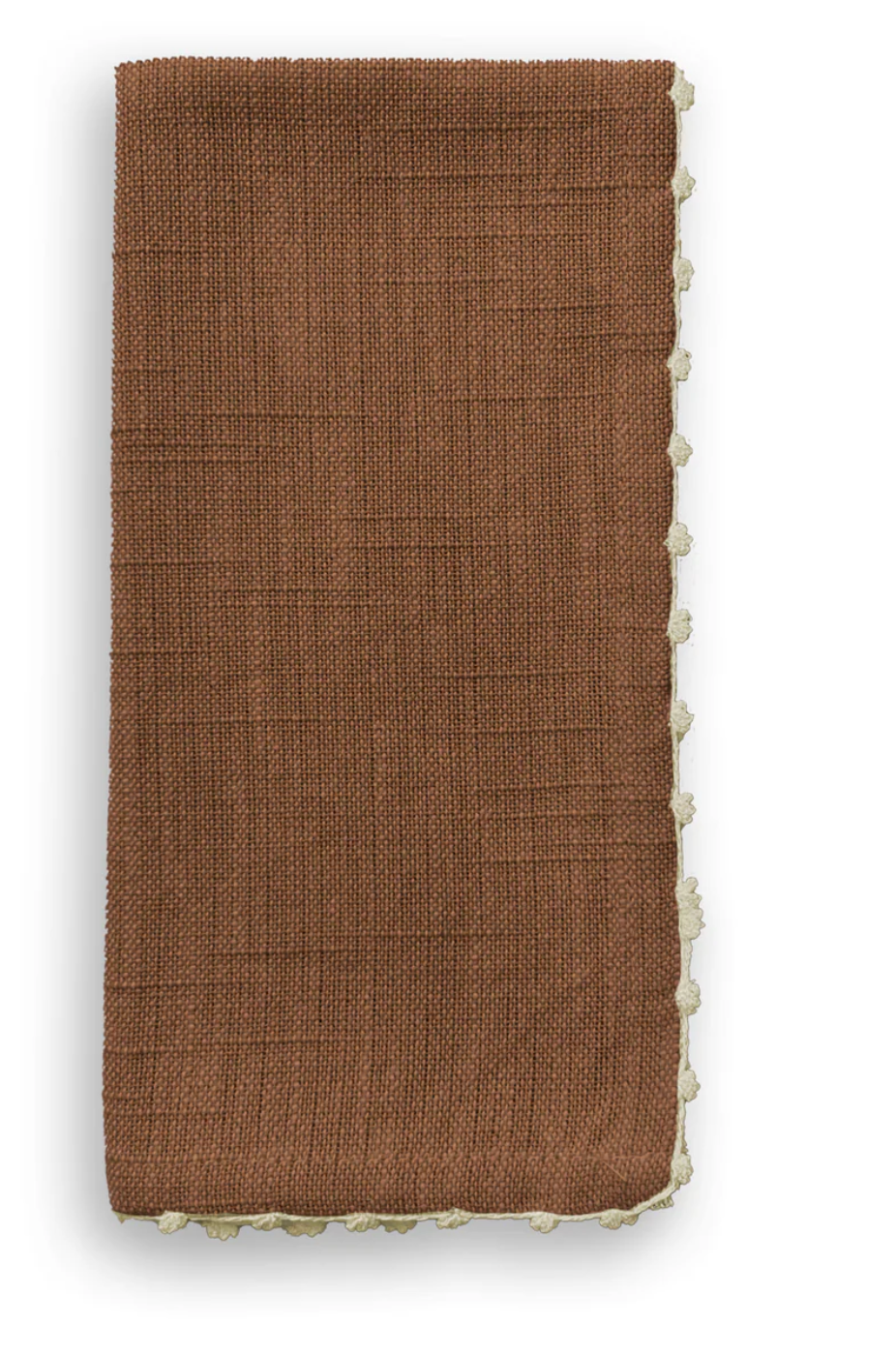 Knotted Edge Raw Umber Cotton Napkin Cream Trim