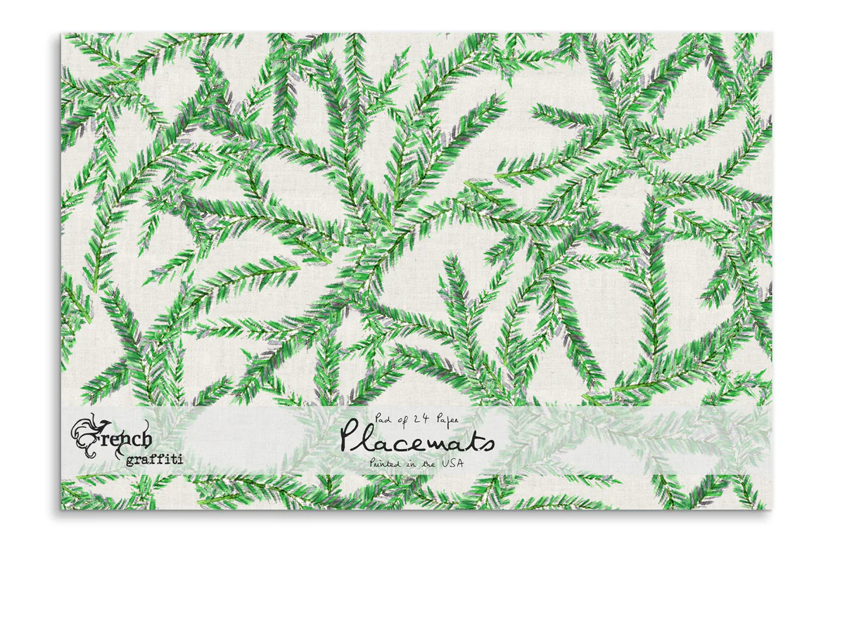 Classic Ornaments Greenery Paper Placemats