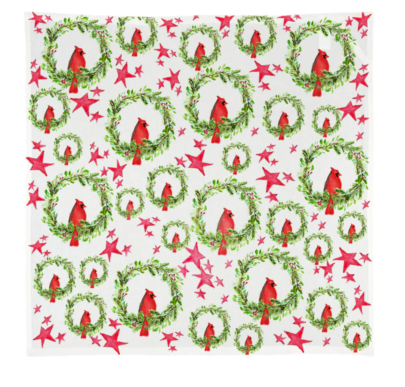 Cardinal In wreath square dishtowel