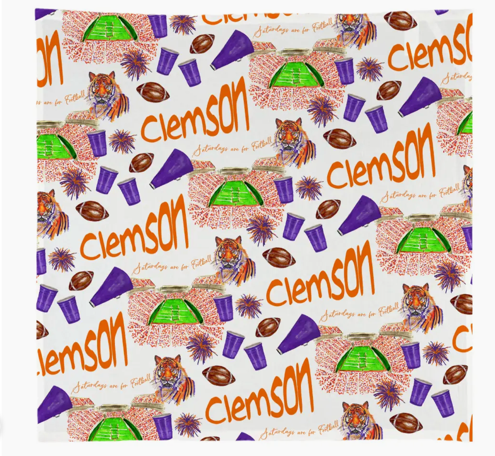 Clemson Football Pattern Square Dishtowel