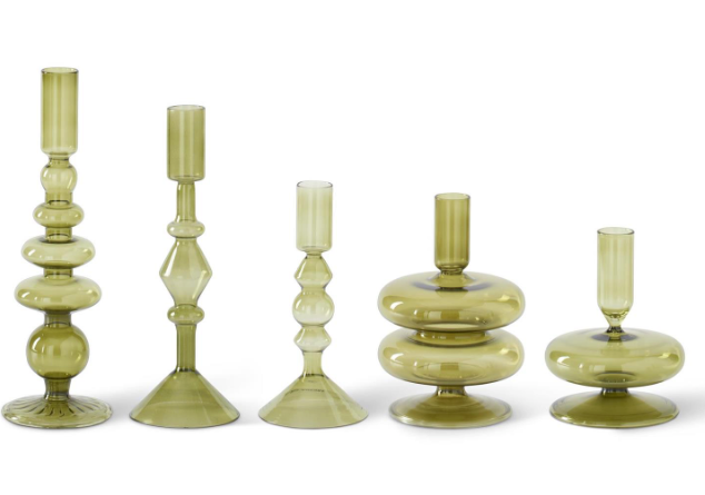 Handmade Blue Glass Modern Taper Candleholders (5 assorted sizes)