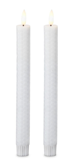 White Honeycomb LED Taper Candles