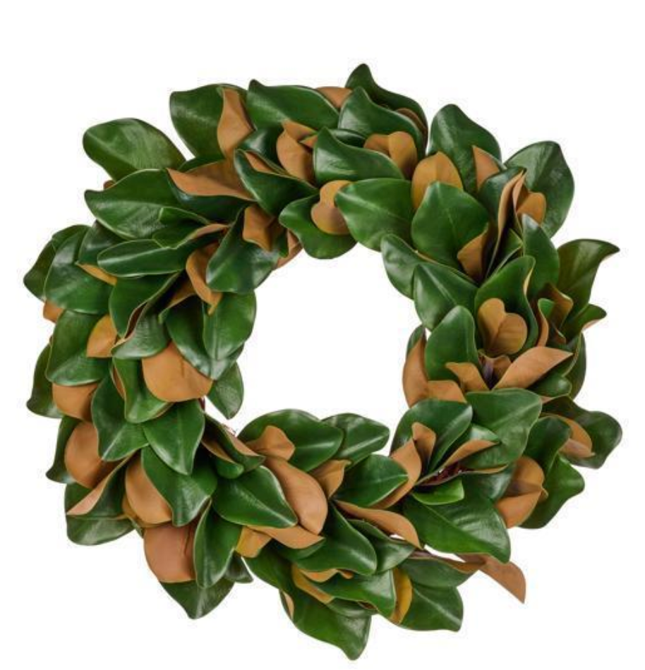 40" Dia Magnolia Leaf Wreath - Green/Brown