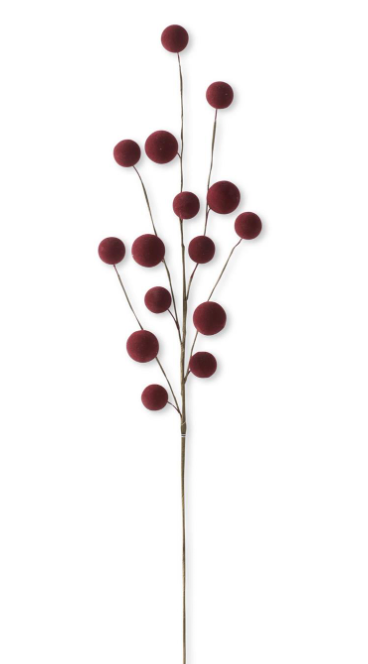 23.5 Inch Red Flocked Ball Stem