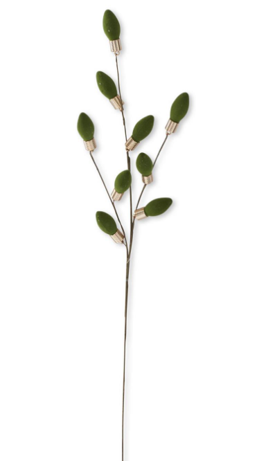 24 Inch Green Flocked Christmas Bulb Pick