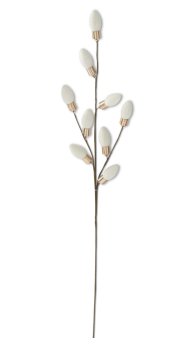 24 Inch White Flocked Christmas Bulb Pick