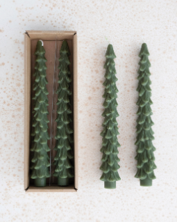 Unscented Tree Shaped Taper Candles, Set of 2 10"