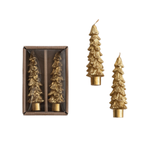 Unscented Tree Shaped Taper Candles in Box, Set of 2 5"