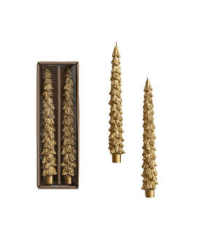 Unscented Tree Shaped Taper Candles in Box, Set of 2 10"