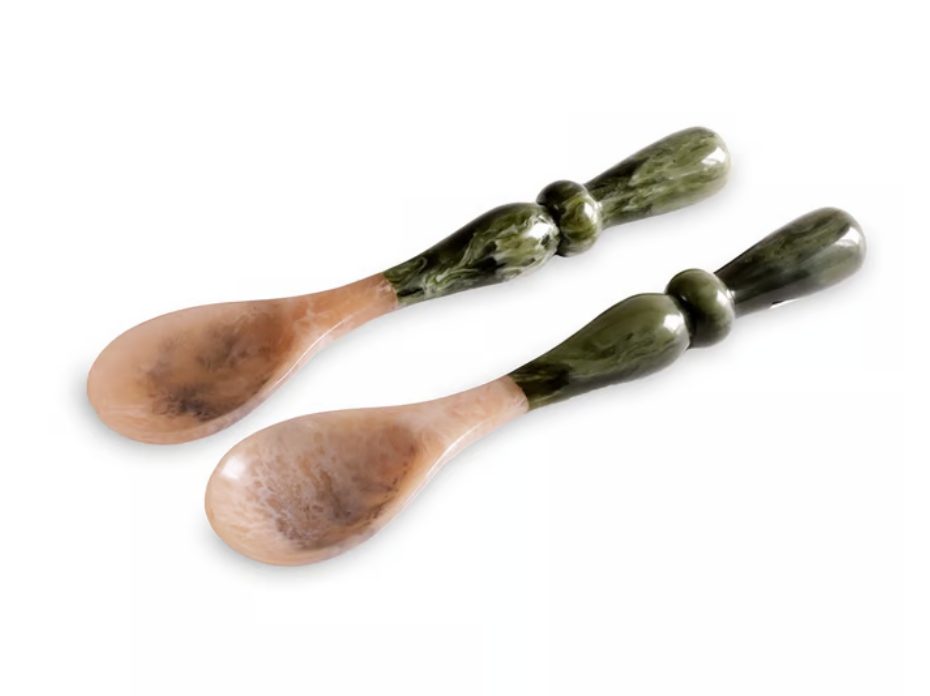 RESIN Malachite Salad Servers