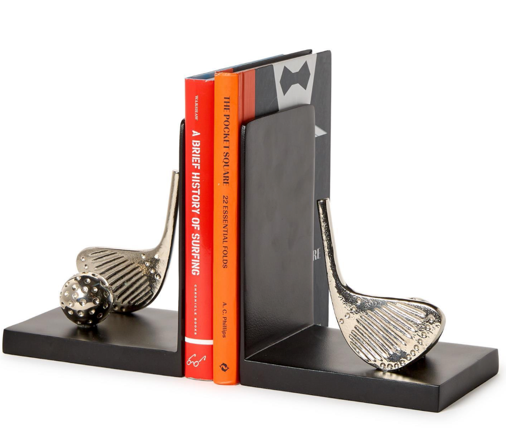 Golf Bookends with Nickel Finish