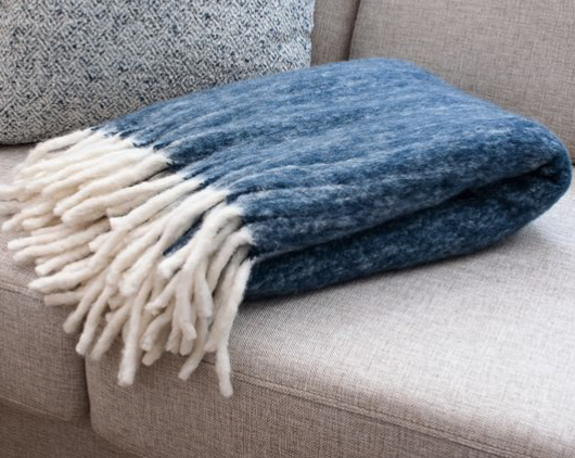 Blue Wool Blend Throw