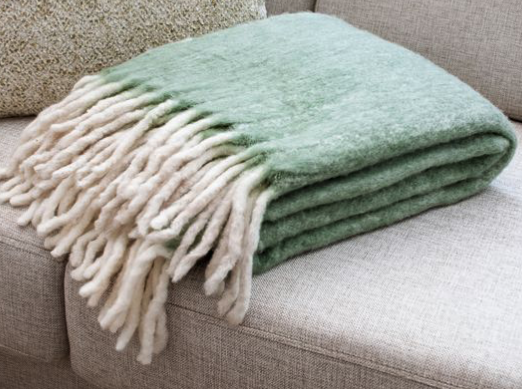 Green Wool Blend Throw