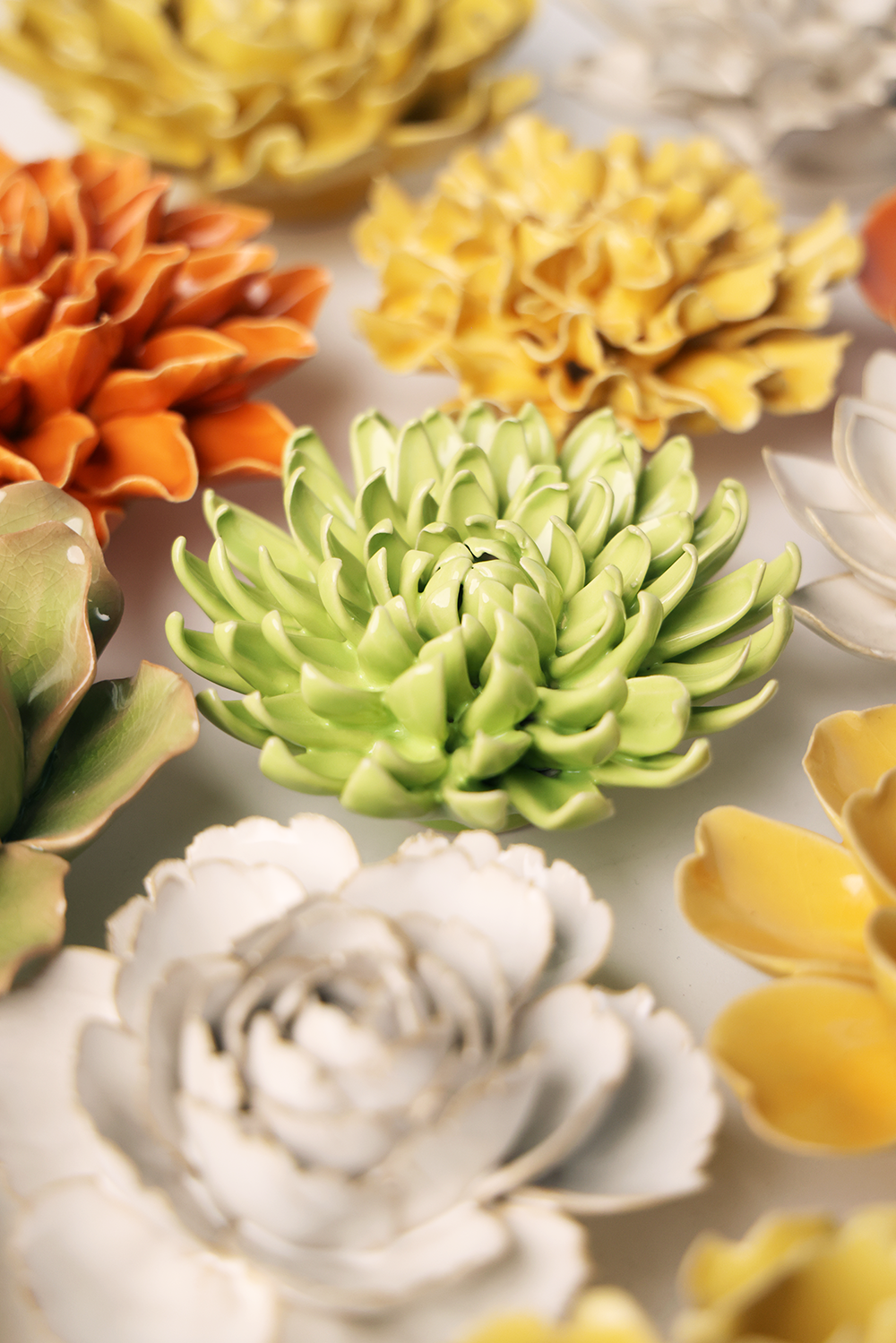Wellness Gifts Ceramic Flowers for Peaceful Space Pompom Mum