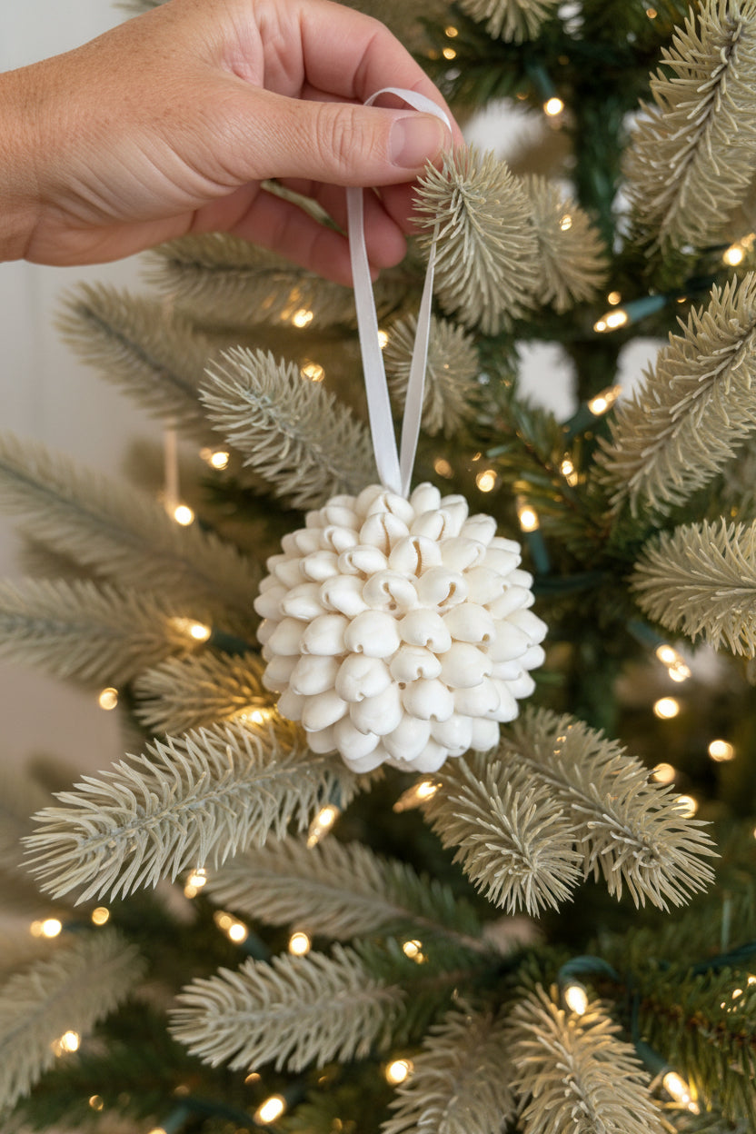 White Annulus Shell ball ornament
