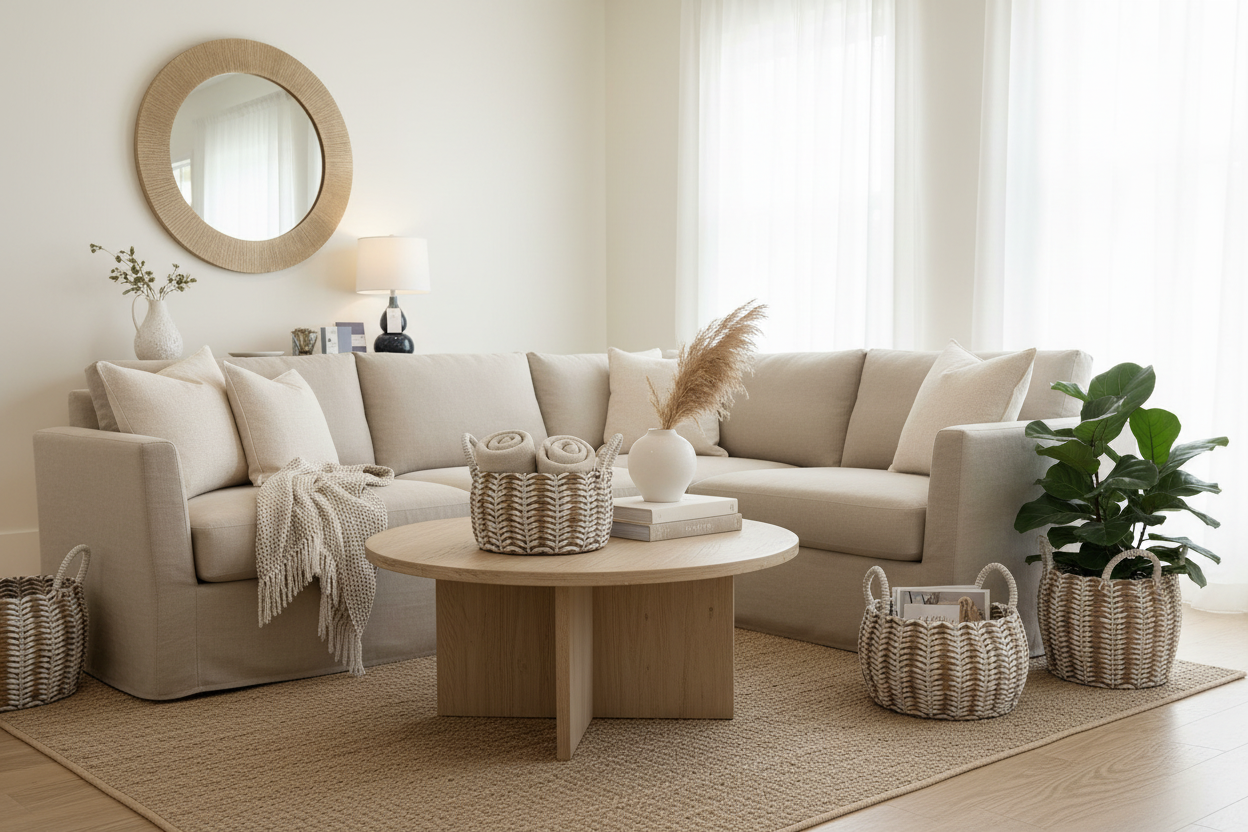 White/Natural Rattan Baskets