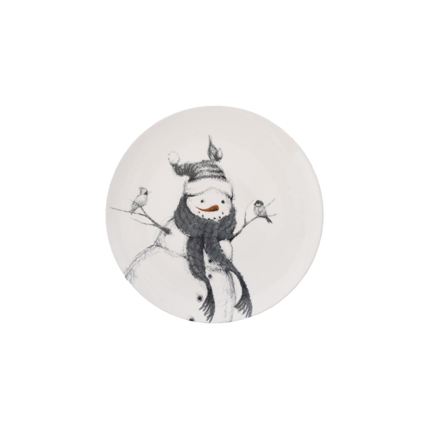 Stoneware Serving Platter with Snowman & Birds Image ©